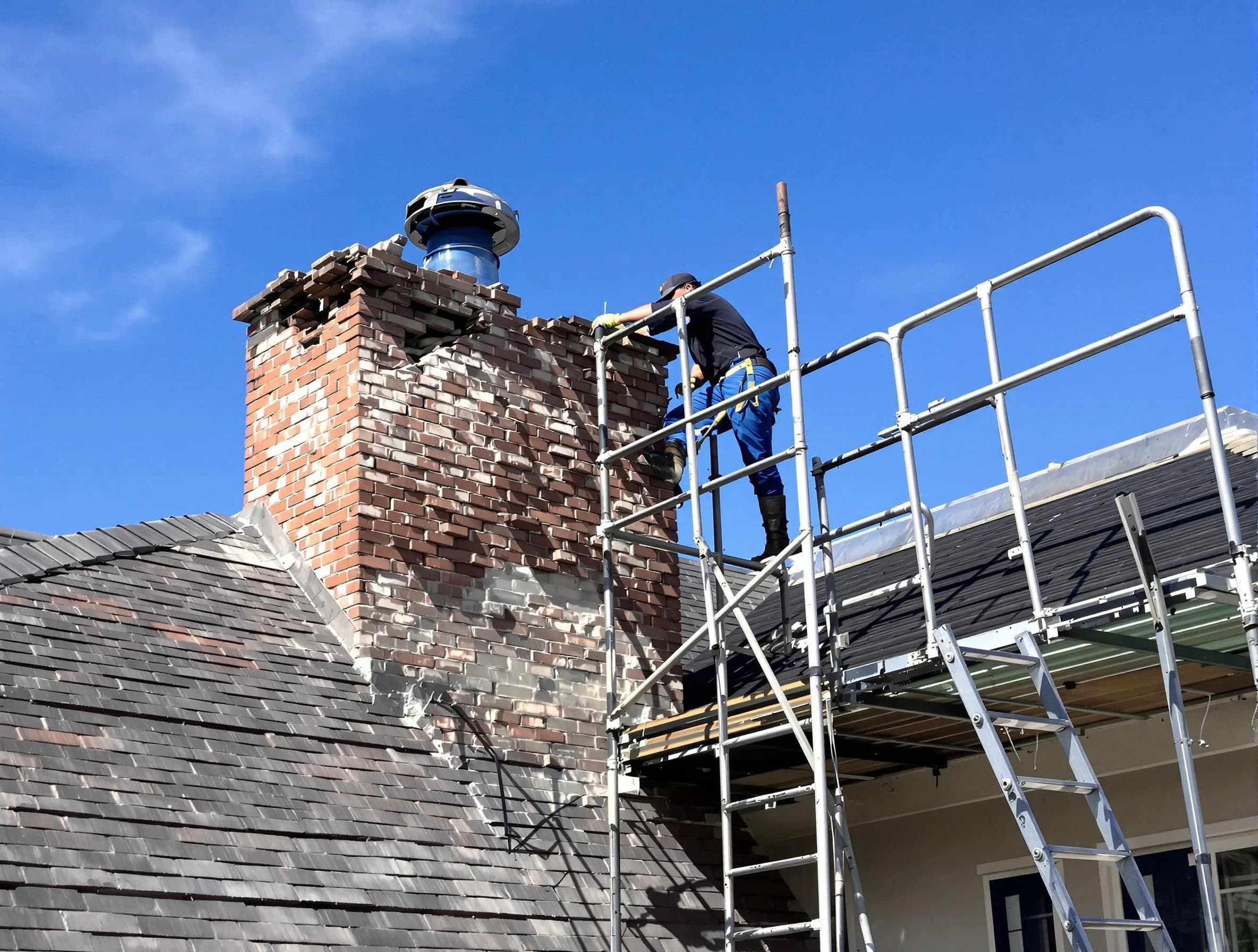Rebuilding a chimney structure by Dakota Ridge Chimney Sweep in Dakota Ridge, CO
