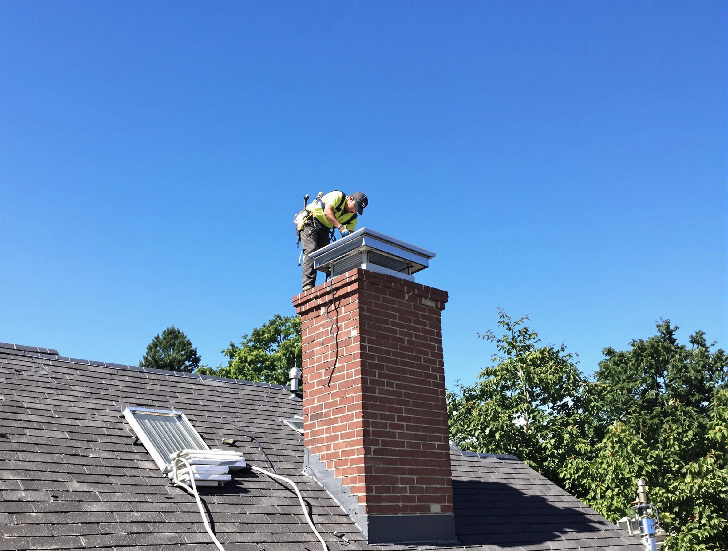 Dakota Ridge Chimney Sweep technician measuring a chimney cap in Dakota Ridge, CO