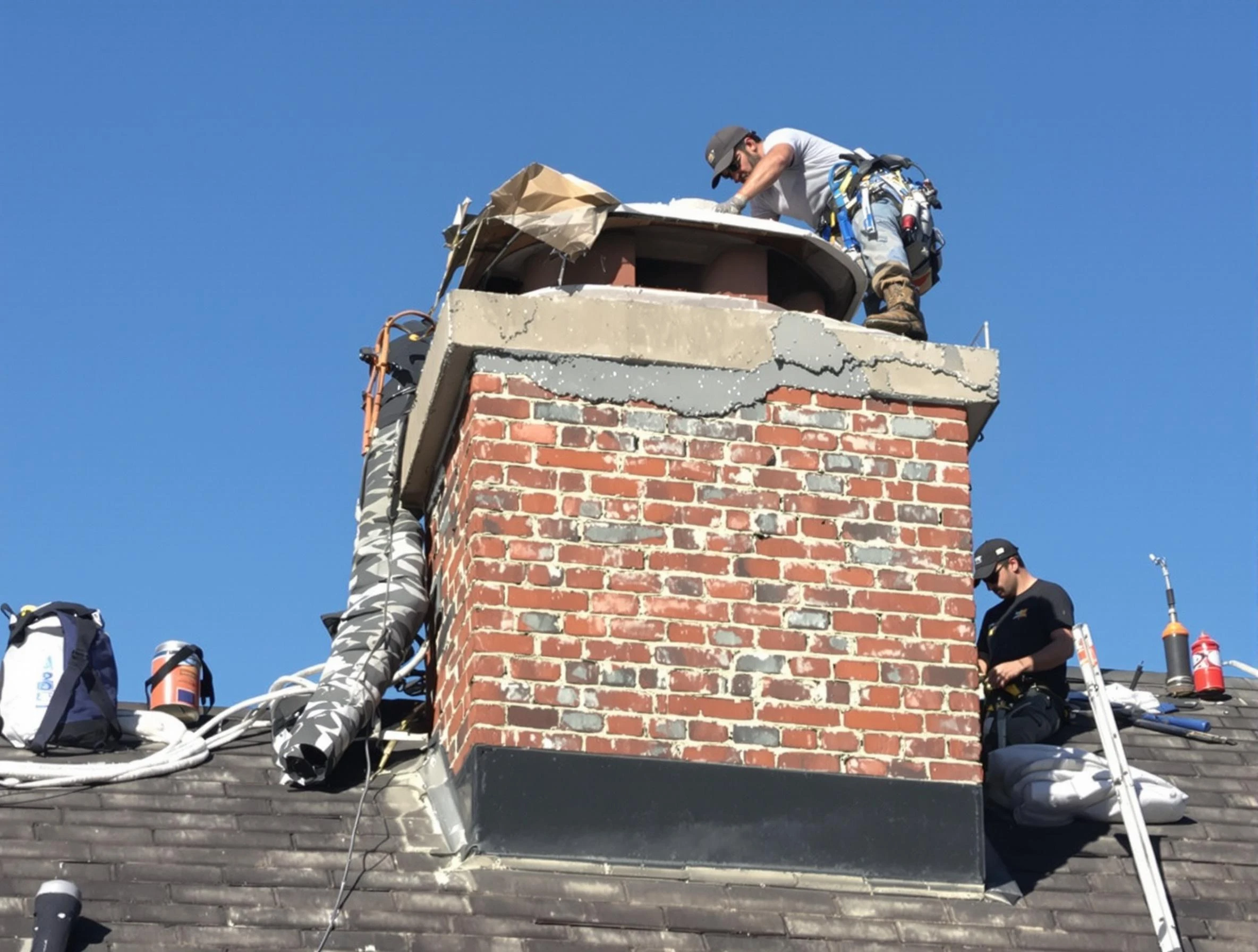 Dakota Ridge Chimney Sweep installing a custom chimney crown in Dakota Ridge, CO